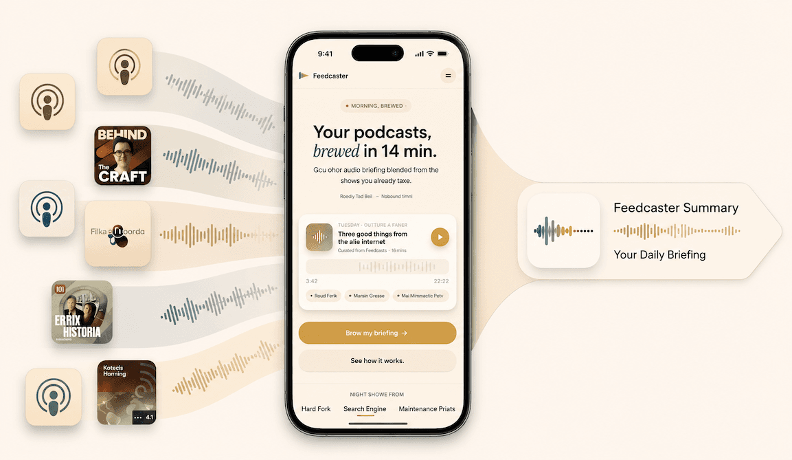 The finance, economics, and tech podcasts you follow, blended into one Feedcaster brief